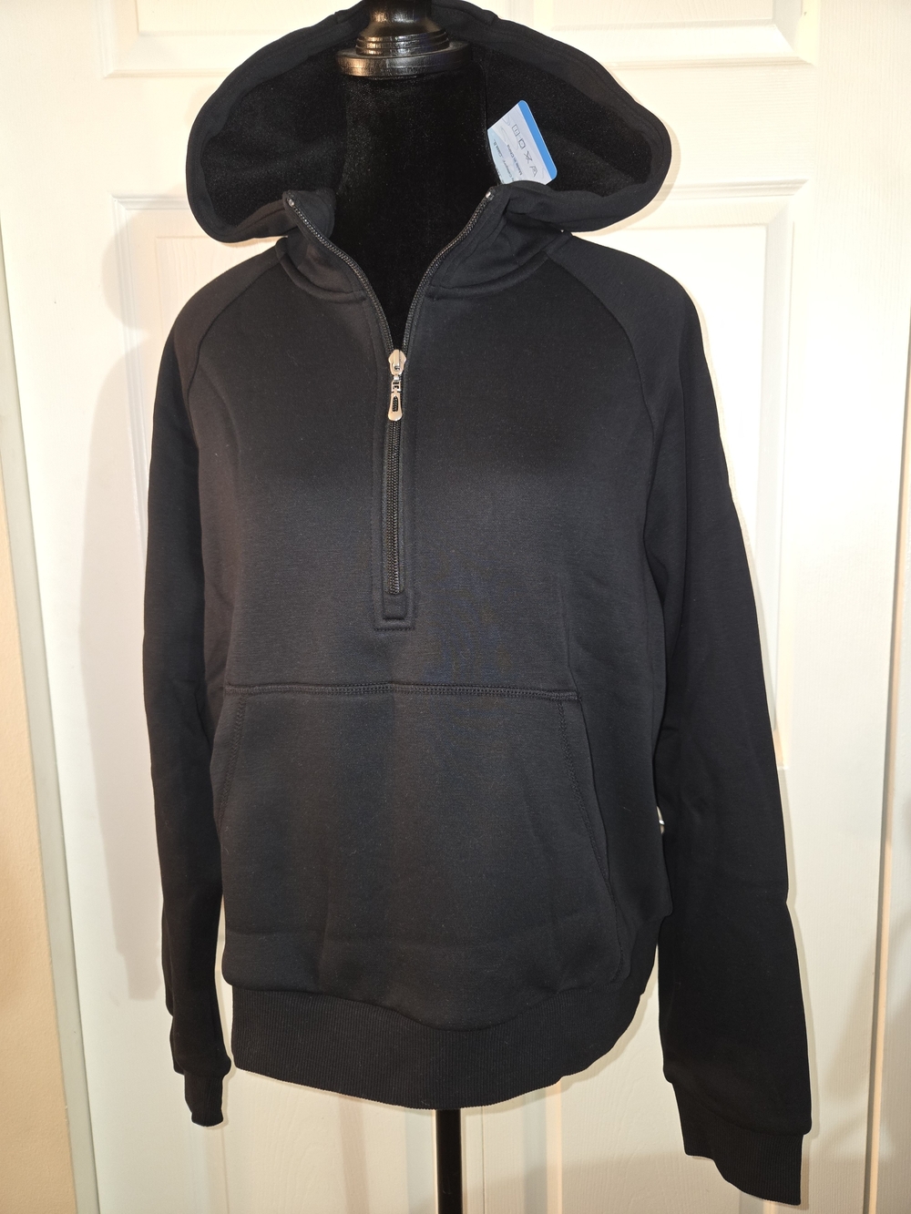Women's Black Half-Zip Hooded Sweatshirt